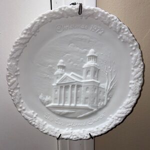 Fenton Art Glass Company "The Two Horned Church" Christmas plate 8”
